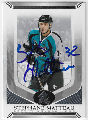 Stephane Matteau Signed 2020-21 SP Signature Edition Legends Hockey Card - San Jose Sharks