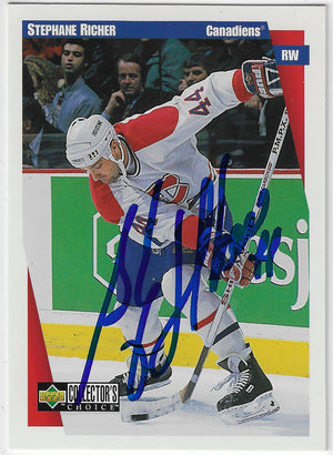 Stephane Richer Signed 1997-98 Collector's Choice Hockey Card - Montreal Canadiens