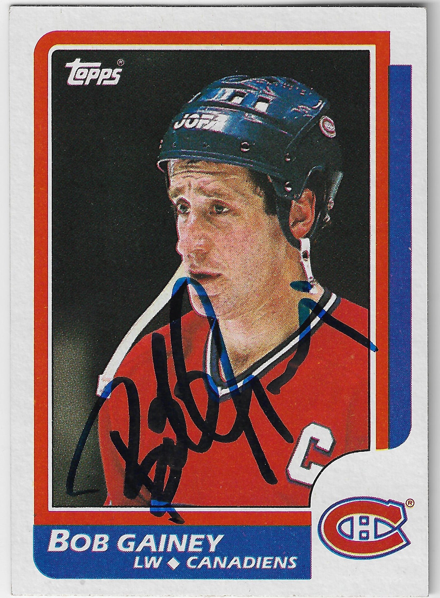 Bob Gainey Signed 1986-87 Topps Hockey Card - Montreal Canadiens