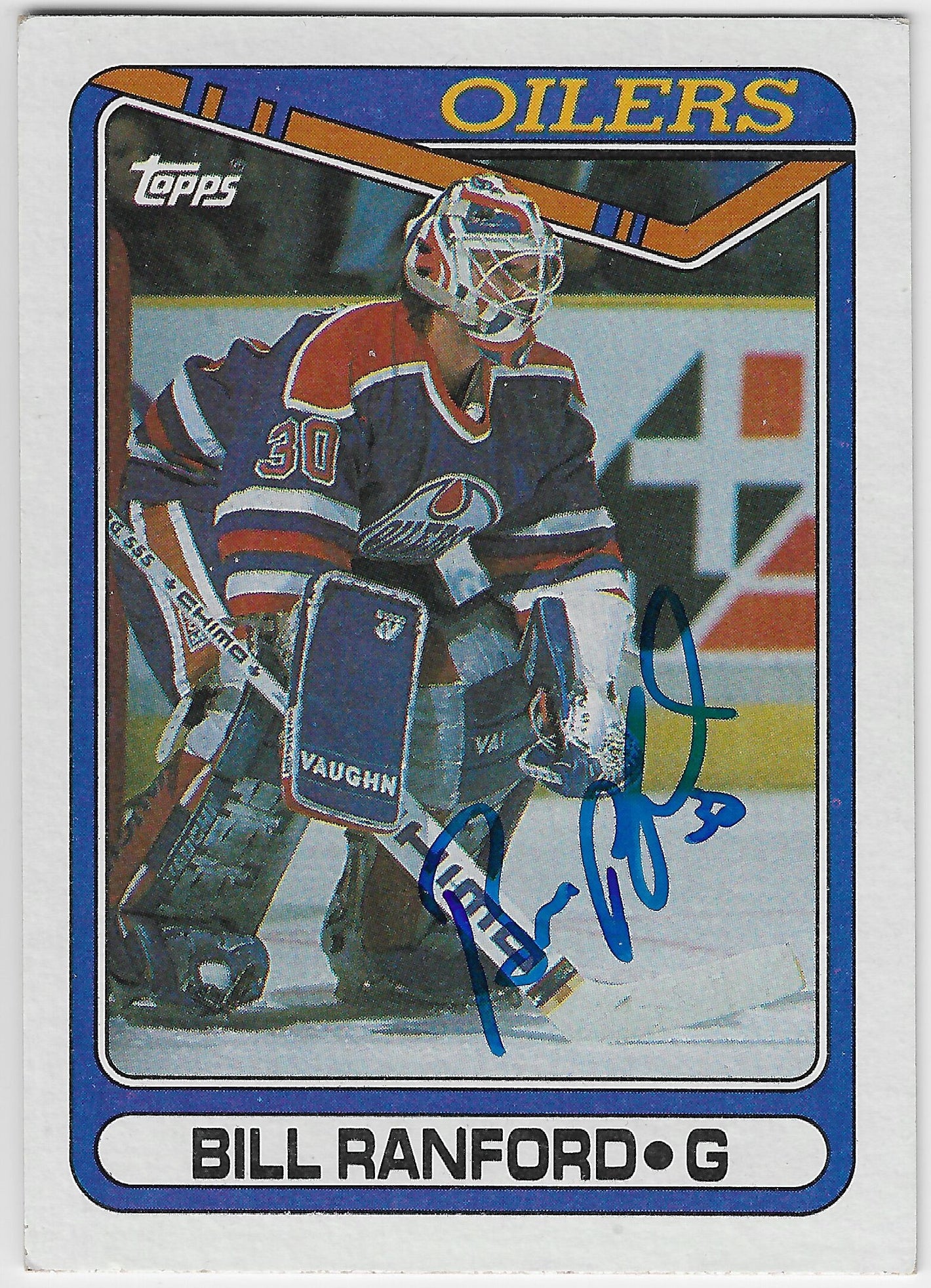 Bill Ranford Signed 1990-91 Topps Hockey Card - Edmonton Oilers
