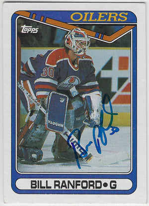 Bill Ranford Signed 1990-91 Topps Hockey Card - Edmonton Oilers