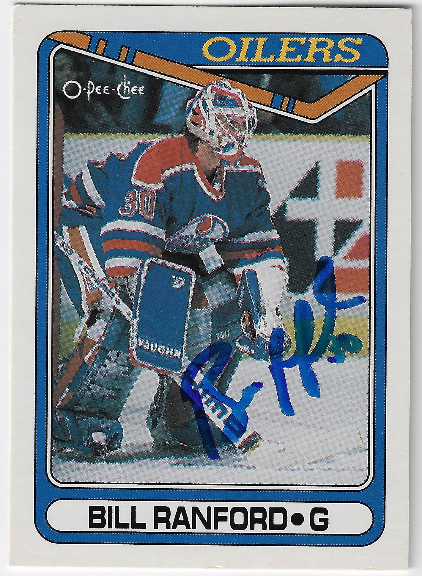 Bill Ranford Signed 1990-91 O-Pee-Chee Hockey Card - Edmonton Oilers #226