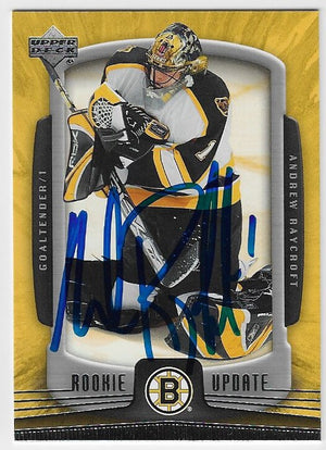 Andrew Raycroft Signed 2005-06 Upper Deck Rookie Update Hockey Card - Boston Bruins