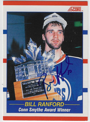 Bill Ranford Signed 1990-91 Score Canadian Hockey Card - Edmonton Oilers #358