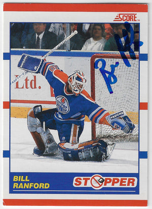 Bill Ranford Signed 1990-91 Score Canadian Hockey Card - Edmonton Oilers #345
