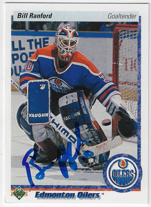 Bill Ranford Signed 1990-91 Upper Deck Hockey Card - Edmonton Oilers