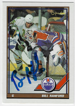 Bill Ranford Signed 1991-92 O-Pee-Chee Hockey Card - Edmonton Oilers