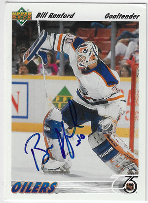Bill Ranford Signed 1991-92 Upper Deck Hockey Card - Edmonton Oilers