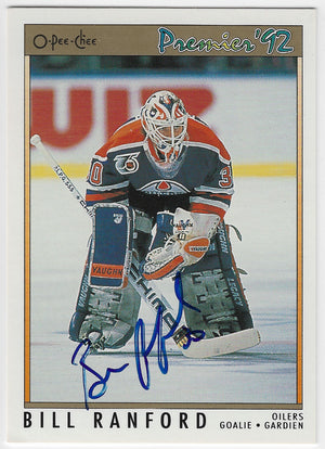 Bill Ranford Signed 1991-92 O-Pee-Chee Premier Hockey Card - Edmonton Oilers