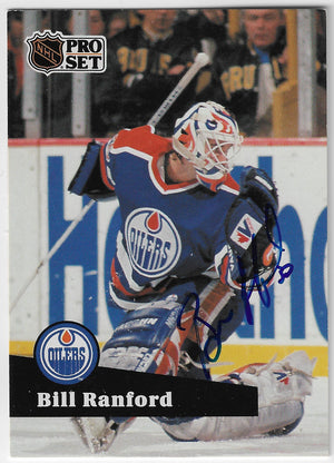 Bill Ranford Signed 1991-92 Pro Set French Hockey Card - Edmonton Oilers