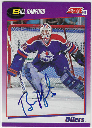 Bill Ranford Signed 1991-92 Score American Hockey Card - Edmonton Oilers