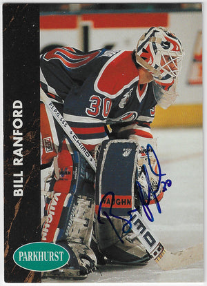 Bill Ranford Signed 1991-92 Parkhurst Hockey Card - Edmonton Oilers