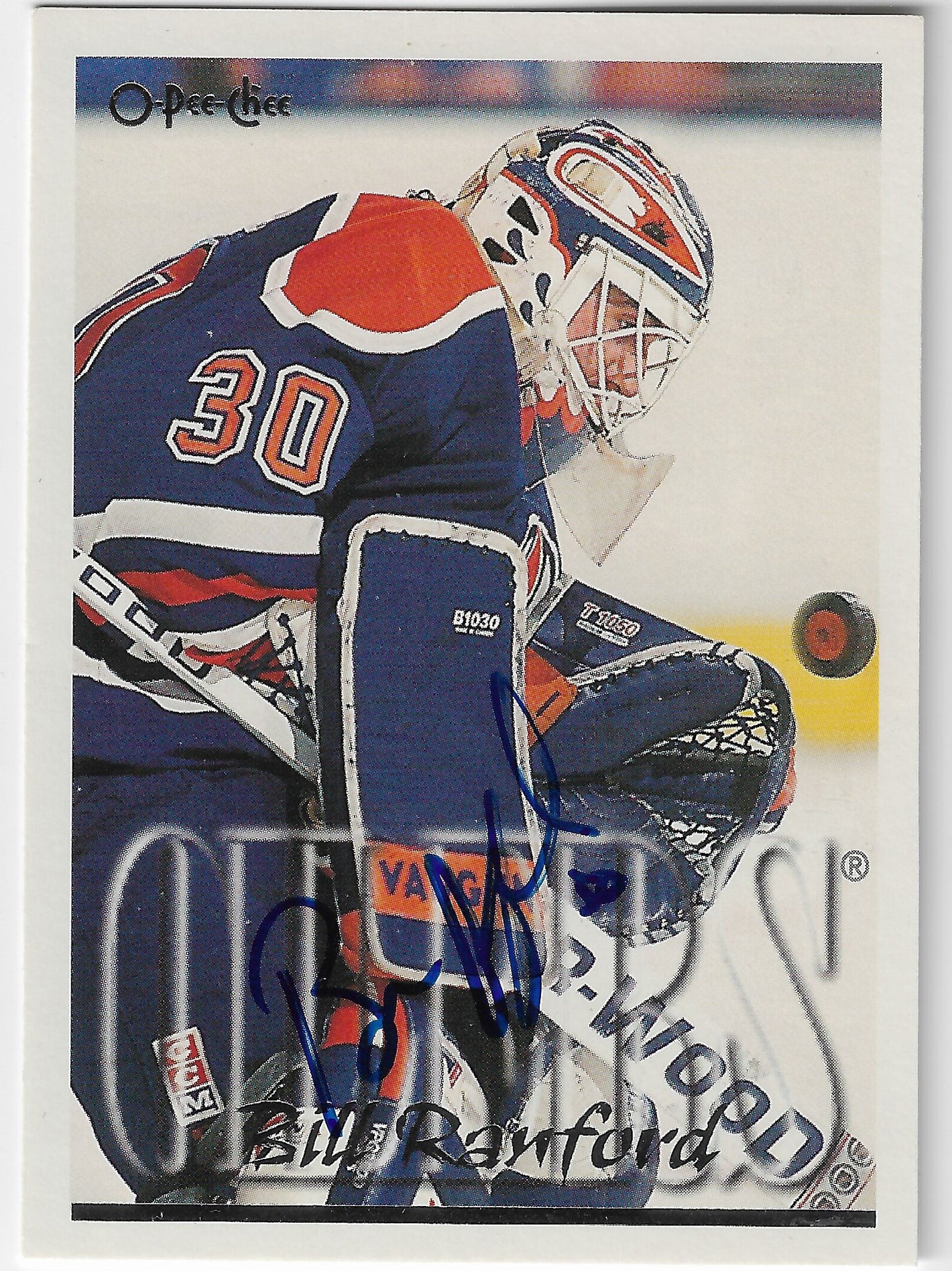 Bill Ranford Signed 1995-96 O-Pee-Chee Hockey Card - Edmonton Oilers