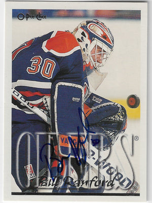 Bill Ranford Signed 1995-96 O-Pee-Chee Hockey Card - Edmonton Oilers