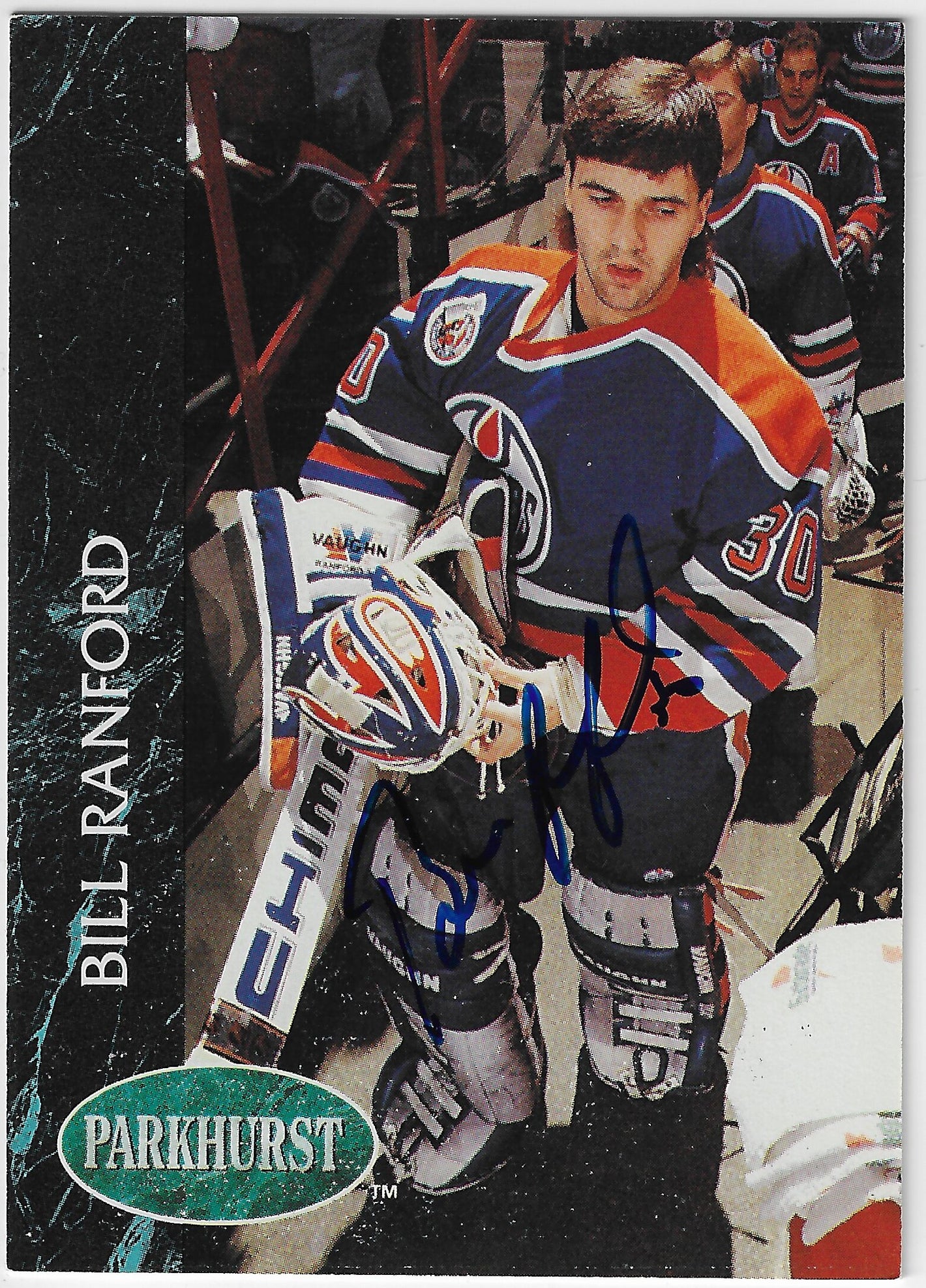 Bill Ranford Signed 1992-93 Parkhurst Hockey Card - Edmonton Oilers