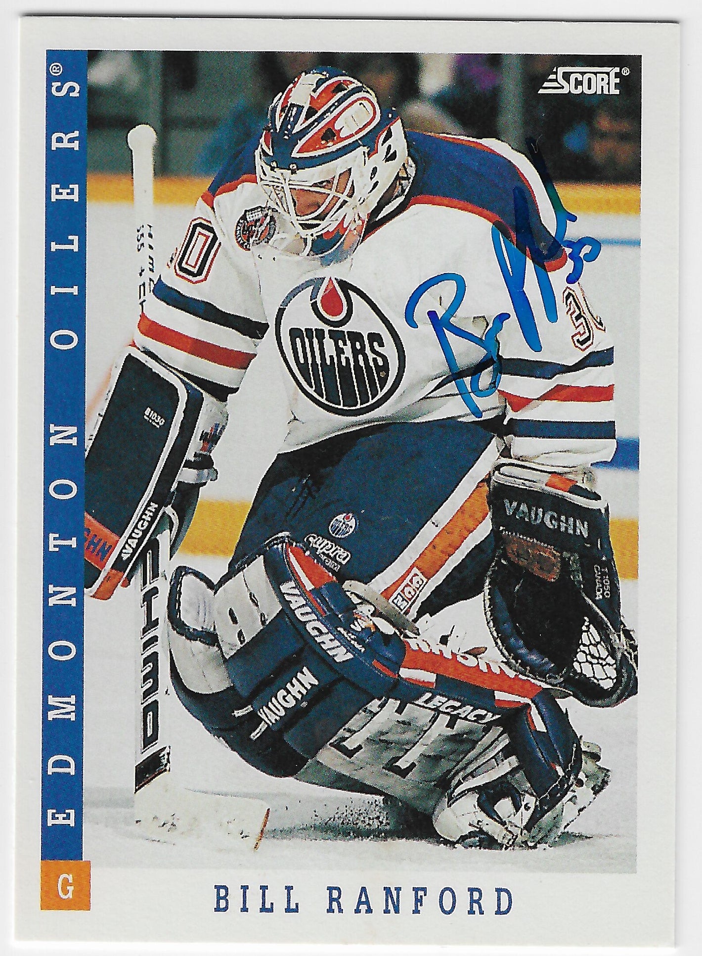 Bill Ranford Signed 1993-94 Score Canadian Hockey Card - Edmonton Oilers