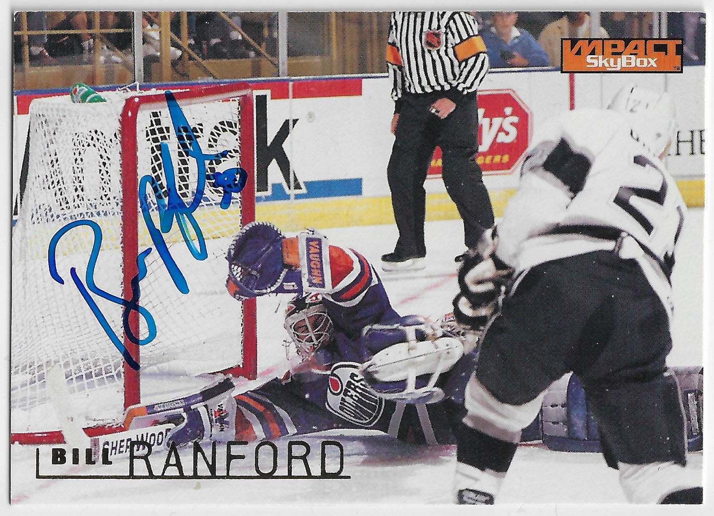 Bill Ranford Signed 1995-96 Skybox Impact Hockey Card - Edmonton Oilers
