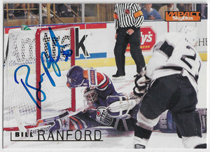 Bill Ranford Signed 1995-96 Skybox Impact Hockey Card - Edmonton Oilers
