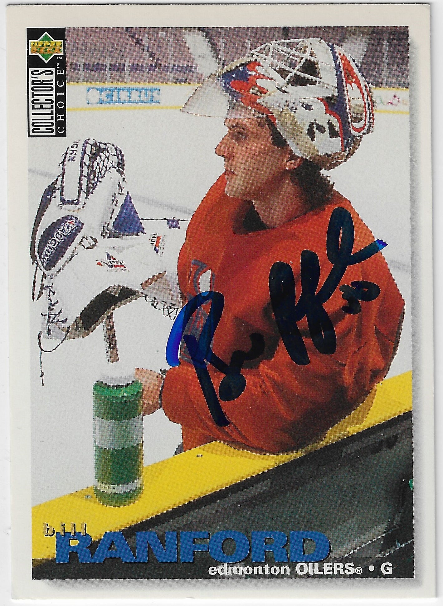 Bill Ranford Signed 1995-96 Collector's Choice Hockey Card - Edmonton Oilers