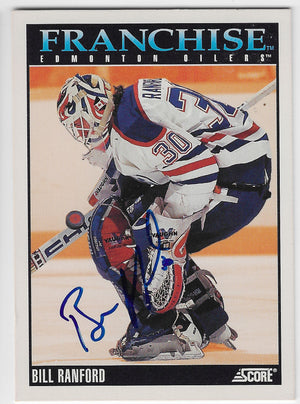 Bill Ranford Signed 1992-93 Score American Hockey Card - Edmonton Oilers #424
