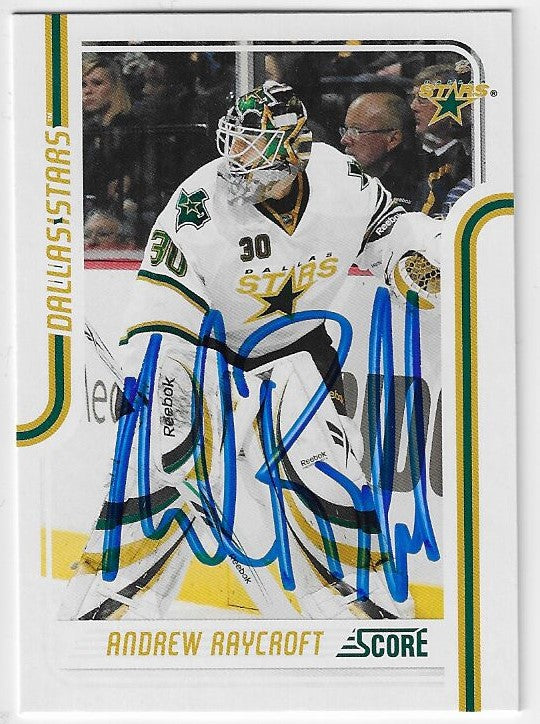 Andrew Raycroft Signed 2011-12 Score Hockey Card - Dallas Stars