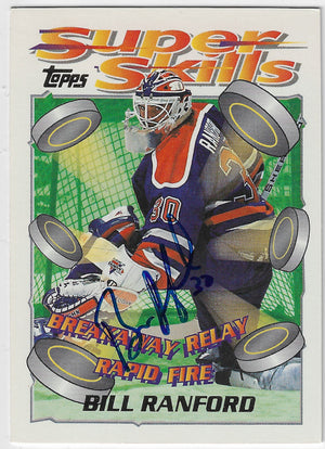 Bill Ranford Signed 1995-96 Topps Super Skills Hockey Card - Edmonton Oilers