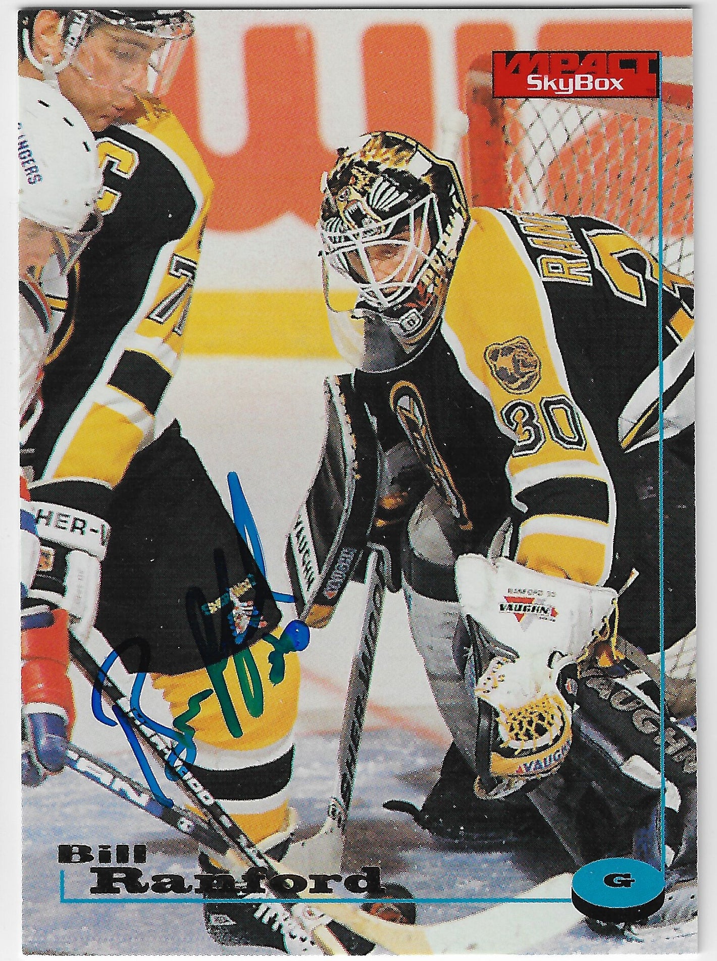 Bill Ranford Signed 1996-97 Skybox Impact Hockey Card - Boston Bruins