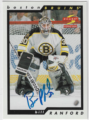 Bill Ranford Signed 1996-97 Score Hockey Card - Boston Bruins
