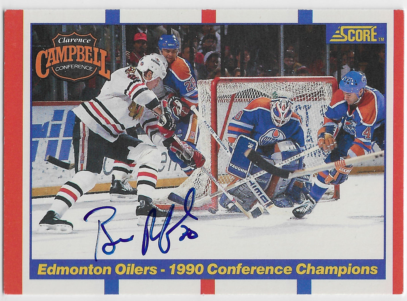 Bill Ranford Signed 1990-91 Score American Hockey Card - Edmonton Oilers #369