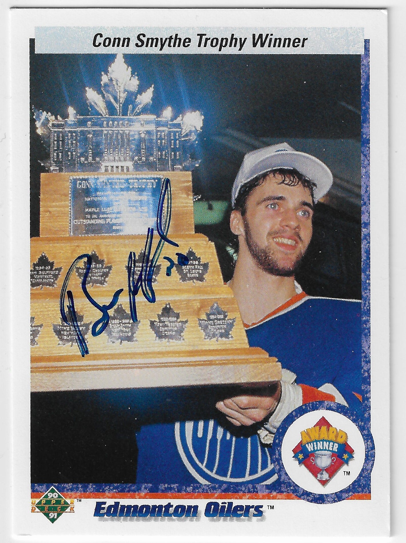 Bill Ranford Signed 1990-91 Upper Deck Hockey Card - Edmonton Oilers #201