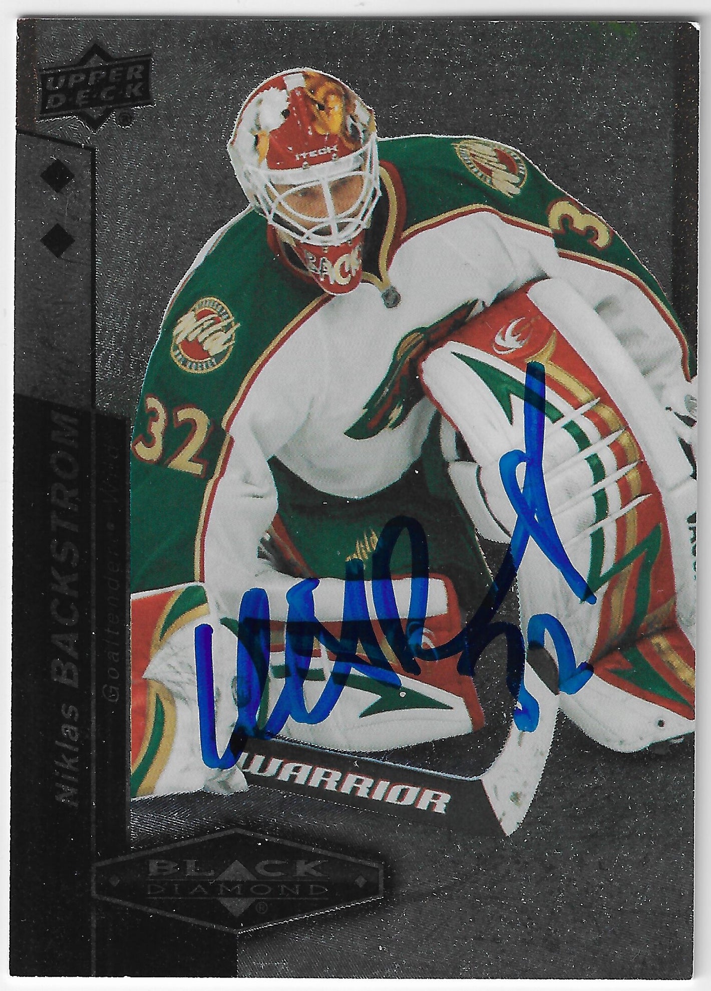 Niklas Backstrom Signed 2010-11 Upper Deck Black Diamond Hockey Card - Minnesota Wild