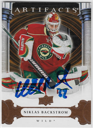 Niklas Backstrom Signed 2009-10 Upper Deck Artifacts Hockey Card - Minnesota Wild