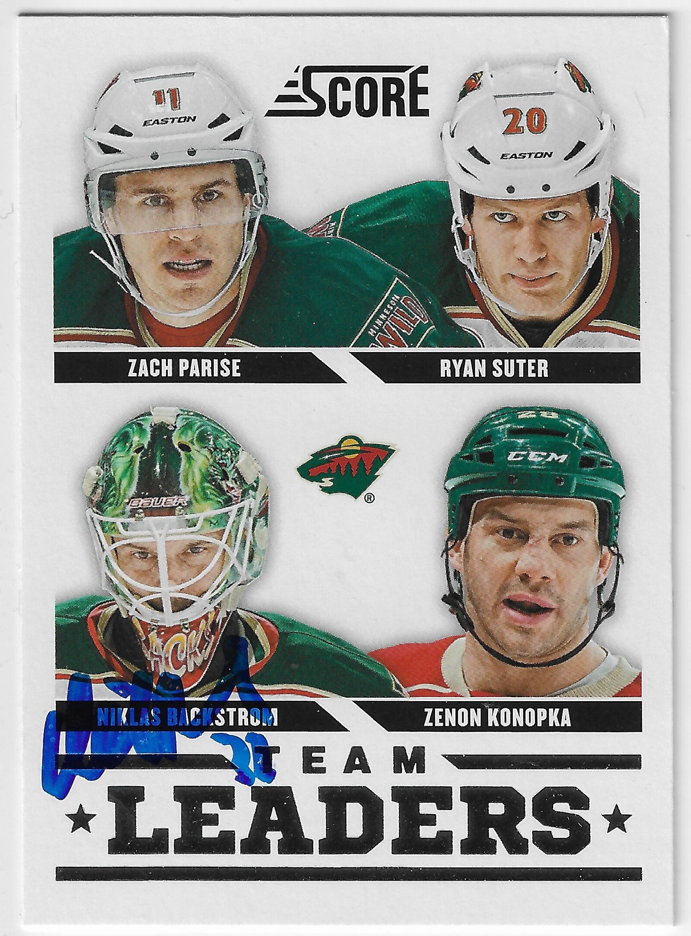 Niklas Backstrom Signed 2013-14 Score Team Leaders Hockey Card - Minnesota Wild