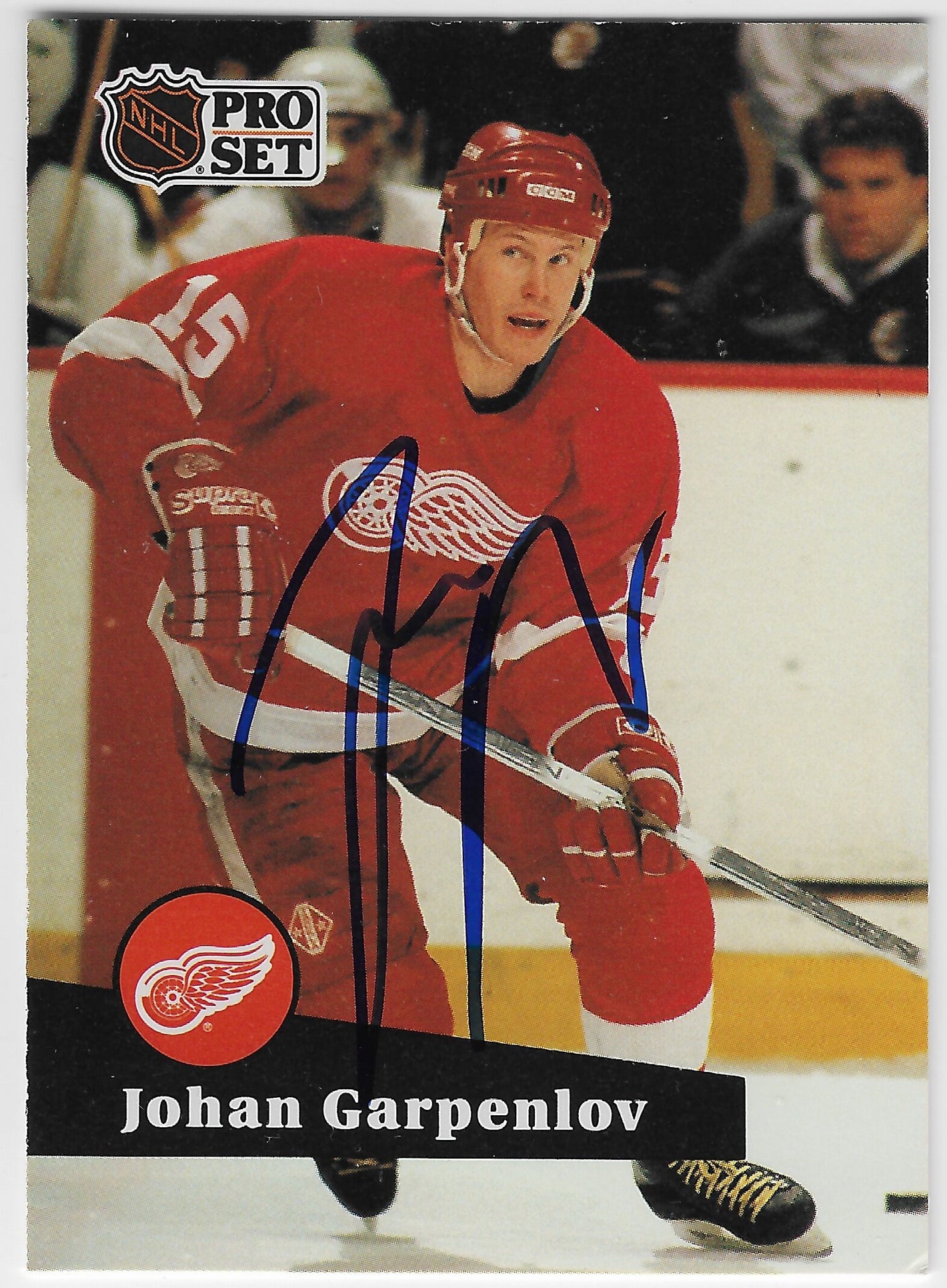 Johan Garpenlov Signed 1991-92 Pro Set Hockey Card - Detroit Red Wings