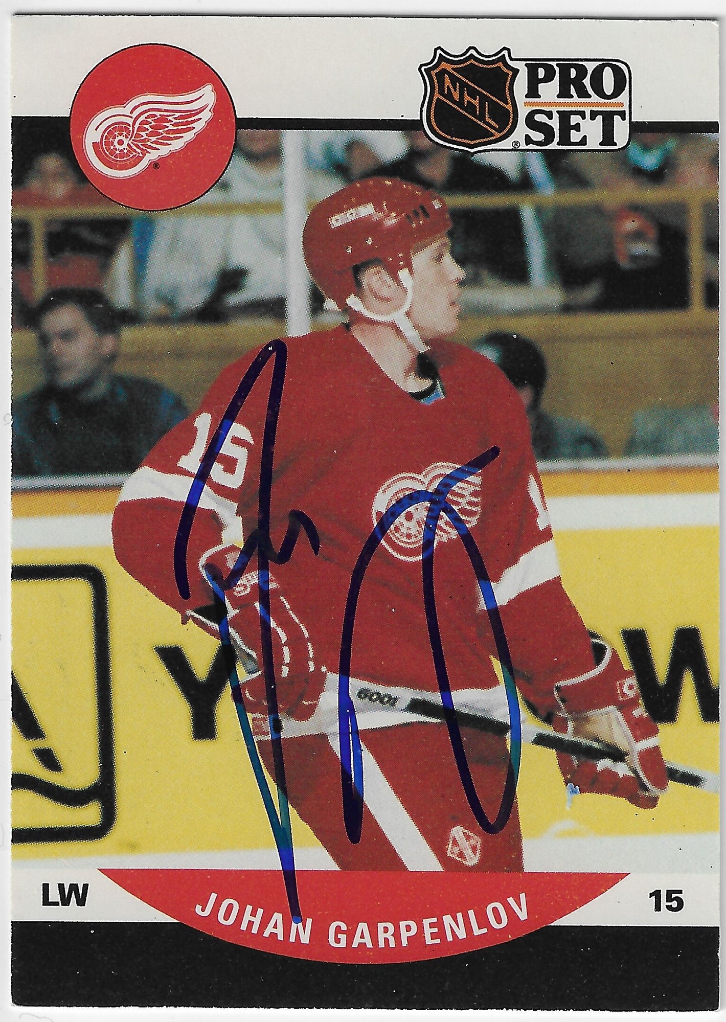 Johan Garpenlov Signed 1990-91 Pro Set Hockey Card - Detroit Red Wings