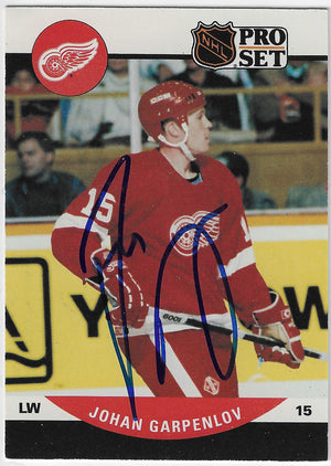 Johan Garpenlov Signed 1990-91 Pro Set Hockey Card - Detroit Red Wings