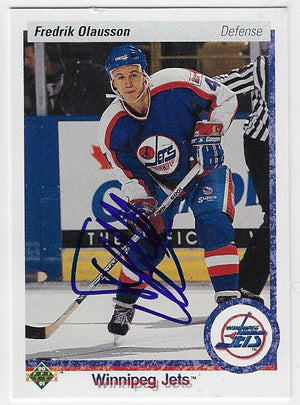 Fredrik Olausson Signed 1990-91 Upper Deck Hockey Card - Winnipeg Jets