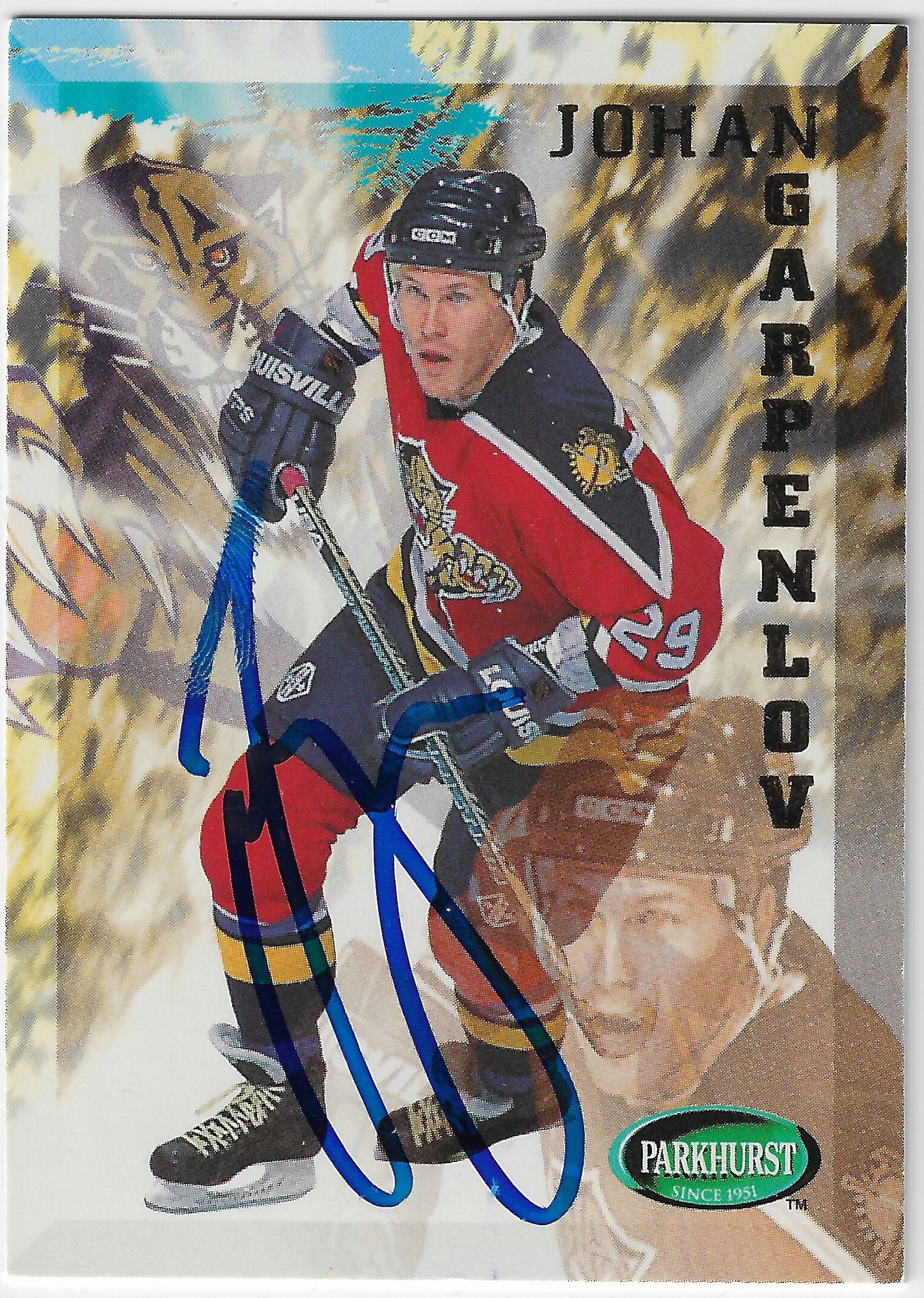 Johan Garpenlov Signed 1995-96 Parkhurst International Hockey Card - Florida Panthers