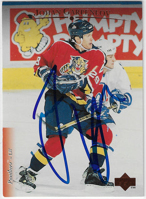 Johan Garpenlov Signed 1995-96 Upper Deck Hockey Card - Florida Panthers