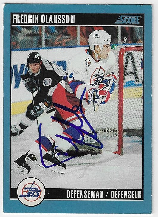Fredrik Olausson Signed 1992-93 Score Hockey Card - Winnipeg Jets