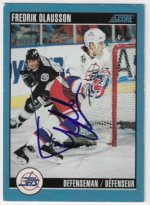 Fredrik Olausson Signed 1992-93 Score Hockey Card - Winnipeg Jets