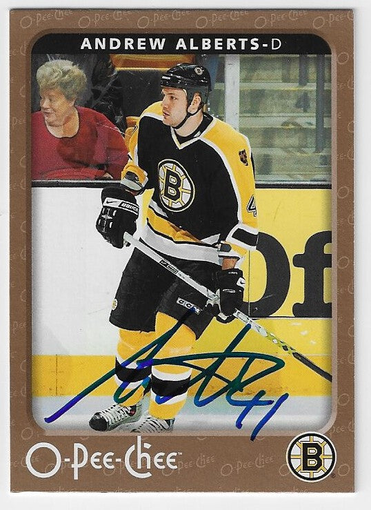 Andrew Alberts Signed 2006-07 O-Pee-Chee Hockey Card - Boston Bruins