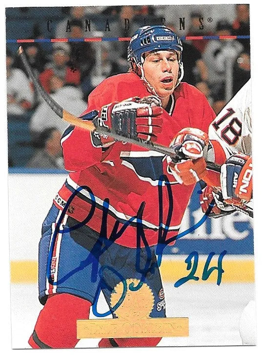 Lyle Odelein Signed 1994-95 Leaf Hockey Card - Montreal Canadiens