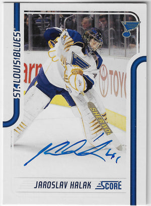 Jaroslav Halak Signed 2011-12 Score Hockey Card - St Louis Blues
