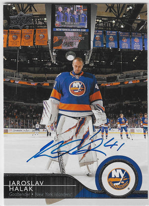 Jaroslav Halak Signed 2014-15 Upper Deck Hockey Card - New York Islanders