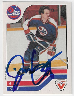 Jim Kyte a signé la carte de hockey Vachon 1983-84 - Jets de Winnipeg