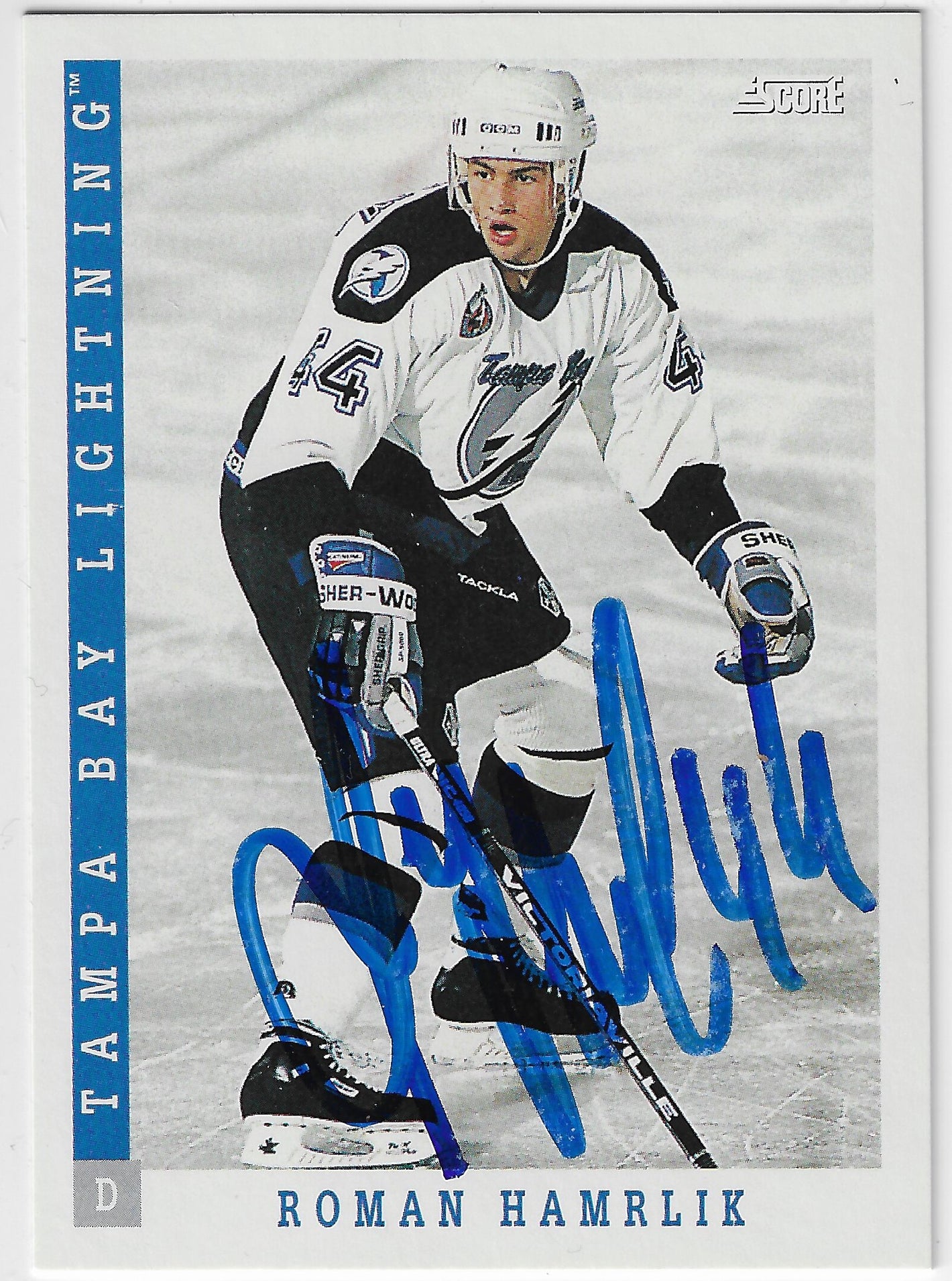 Roman Hamrlik Signed 1993-94 Score Canadian Hockey Card - Tampa Bay Lightning