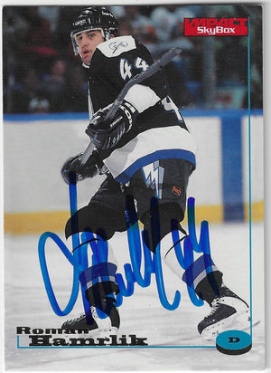 Roman Hamrlik Signed 1996-97 Skybox Impact Hockey Card - Tampa Bay Lightning