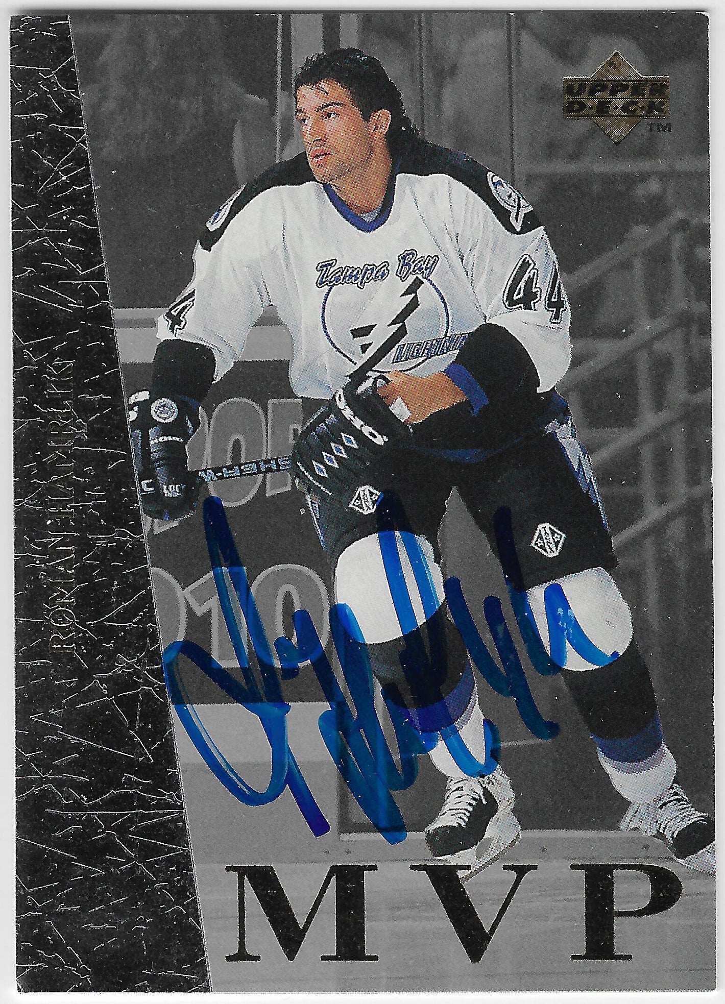 Roman Hamrlik Signed 1996-97 Collector's Choice MVP Hockey Card - Tampa Bay Lightning