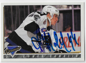 Roman Hamrlik Signed 1993-94 O-Pee-Chee Premier Hockey Card - Tampa Bay Lightning